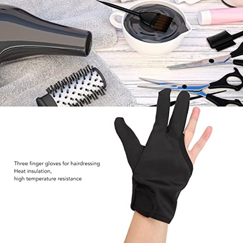 LIZEALUCKY 2pcs Barber Glove Gloves Finger Cover, Three Fingers Gloves Insulated Gloves, Barber Straightening Splint Styling Heat Protector Glove for Barbe