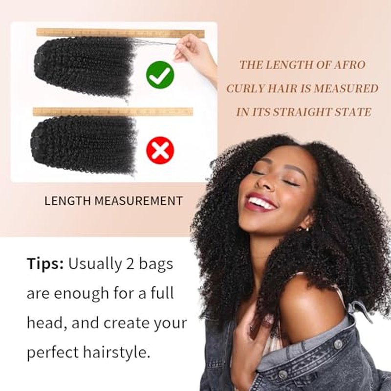 Afro Kinky Curly Clip Ins Human Hair 4C Hair Clip in Extensions Real Natural Human Hair for Black Women 8 pecs with 20 Clips 120g Natural Black Color 18 Inch