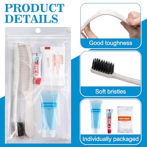 48 Sets Basic Toiletry Kits Homeless Care Package Supplies Personal Hygiene Kits Bulk Include Disposable Toothbrush Toothpaste 30 Ml Shampoo Comb Bath Soap for Women Men Travel Charity Hotel