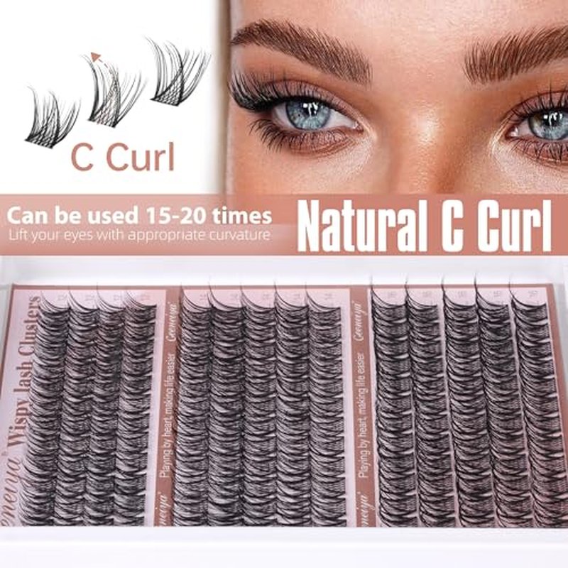 Medium Lash Clusters Short Wispy C Curl Eyelash Clusters 12-16MM Individual Eyelashes Natural Cluster Eyelash Extensions Natural Looking Cluster Lashes by Geeneiya (C Curl,12-14-16)