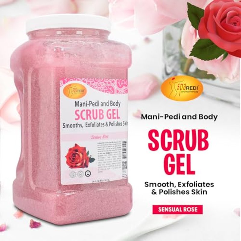 SPA REDI ? Sensual Rose Pumice Scrub Gel, Exfoliating, Hydrating & Nourishing, Infused with Hyaluronic Acid, Amino Acids, Panthenol and Comfrey Extract for Glowy Smooth Skin ? 128oz Gallon