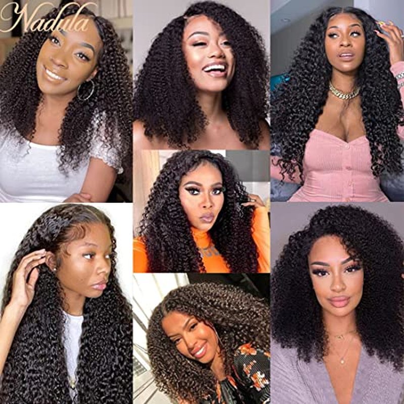 Nadula V Part Wig Kinky Curly Human Hair No Leave Out Glueless Upgraded U Part Wigs for Women,10A Malaysian Afro Curly V-part Wigs V Shape Clip in Half Wig Beginner Friendly 150% Density 16inch