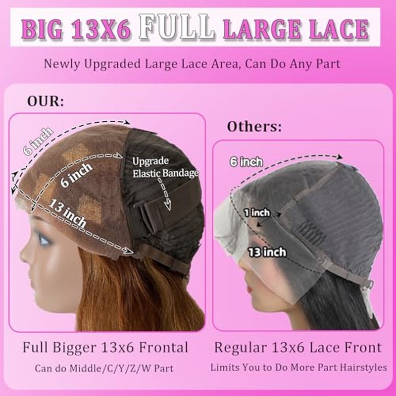 Highlight Wig Human Hair 13x6 Body Wave Lace Front Wigs Human Hair Ombre Wear and Go Glueless Pre Cut Full Frontal Lace Wig for Women 180 Density Virgin Hair Wigs 4/27 Colored 20 inch