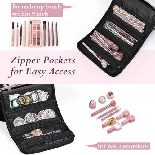 Large Travel Makeup Train Case, Big Makeup Bag Organizer Makeup Box,4 Tier Professional Cosmetic Storage Cases for Nail Tech Tattoo Storage Bag for Equipment and Supplies with luggage Sleeve