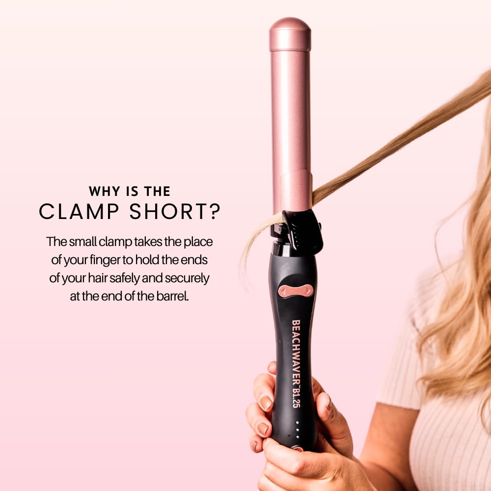 The Beachwaver Co. S1.25 Rotating Curling Iron - Classic Catwalk | Automatic 1 1/4-Inch Ceramic Curling Iron - Larger Barrel Size for Medium-to-Long Hair! | Auto-Shut Off, Home Button, Travel-Friendly