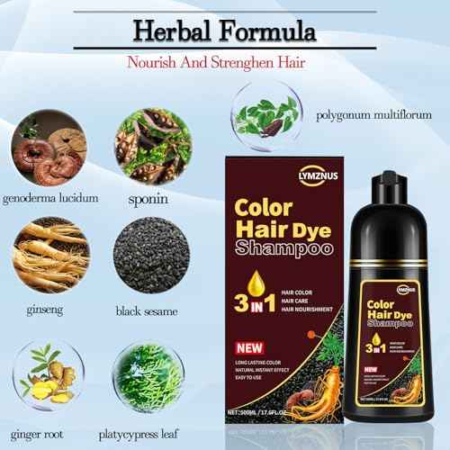Dark Wine Red Hair Dye Shampoo 3 in 1 for Gray Coverage, Long-Lasting Hair Color Shampoo for Women & Men, Champu Para Canas Mujer Easy to Use At Home 500ML