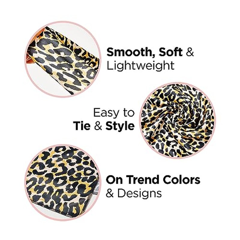 KISS COLORS & CARE Soft Satin Wrap Scarf - Leopard Print, Multi-Purpose, Soft Premium Scarf For Minimizing Frizz, Preventing Breakage & Securing Hair Styles, Wigs & Weaves For All Hair Styles
