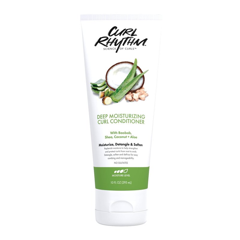 Curl Rhythm Deep Moisturizing Curl Conditioner for Curly Hair - Detangle, Soften & Frizz Free Shine with Shea Butter, Coconut & Aloe For Wavy, Kinky Coily Hair - Sulfate Free - 10 Fl Oz (3 Pack)