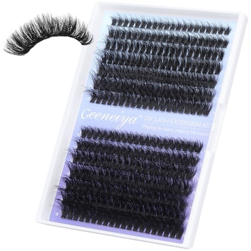 Geeneiya Eyelash Clusters Full Lash Extension Mink Thick Cluster Eyelash Extensions 10-18MM Cluster Lashes Individual Wispy Fake Eyelashes, Not Kit (60D+80D, 280Pcs)