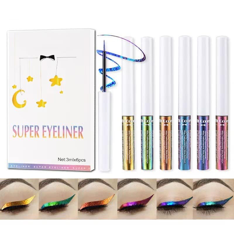 Chameleon Liquid Eyeshadow Set - 6 Metallic Glitter Shades | Long-Lasting Waterproof Multichrome Makeup