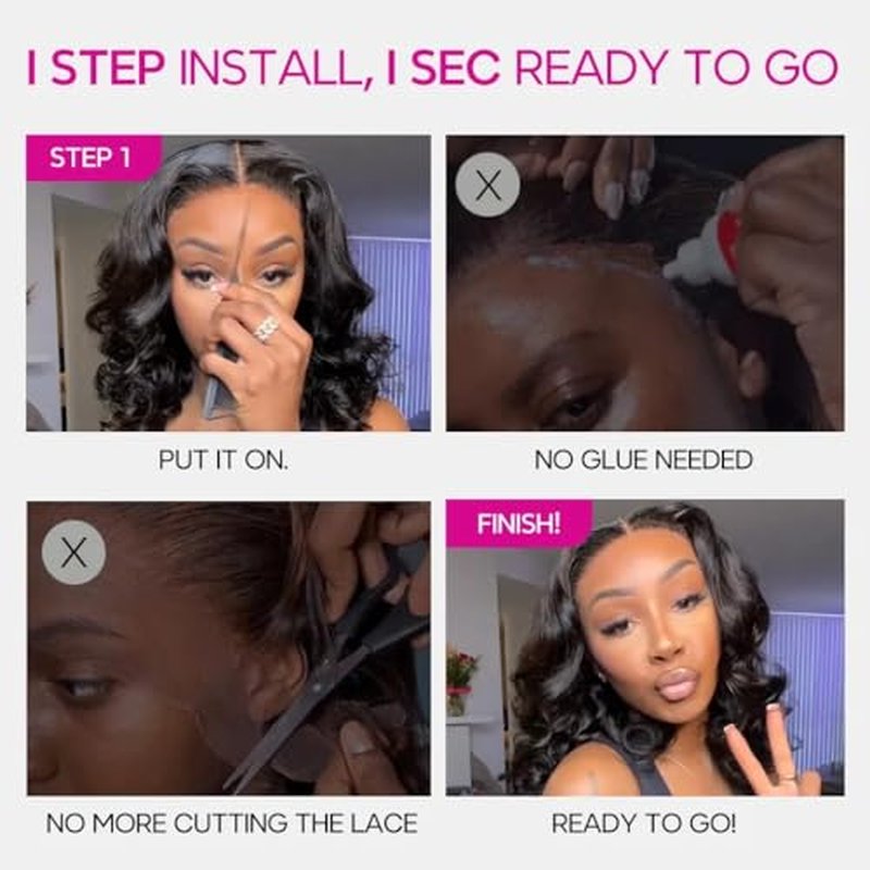 mscoco Bob Wig Human Hair 5¡¿6 Natural Black Body Wave Lace Front Wigs Human Hair Pre-bleached knots Glueless Bob Wig Human Hair Glueless Wigs Human Hair for Black Women Body Wave Human Hair Wig