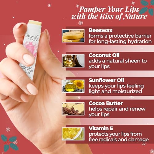 100% Natural Lip Balm Set - Beeswax Natural Christmas Gifts for Her - Ideal Gift for Women - Lip Moisturizer for Dry Lips, Cocoa Butter - Petroleum Free Pack of 24