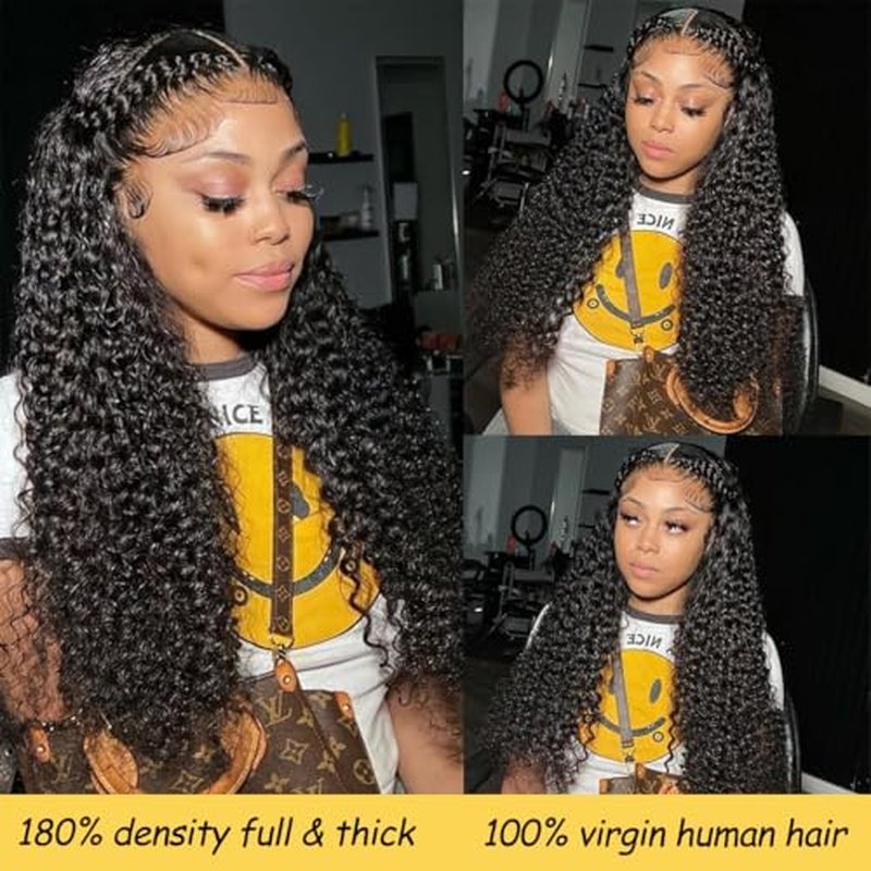 28 Inch 13x6 Deep Wave Lace Front Wigs Human Hair Deep Wave Frontal Wig 13x6 HD Lace Front Wigs Human Hair Pre Plucked 200 Density Glueless Virgin Deep Wave Wig for Women Natural Color
