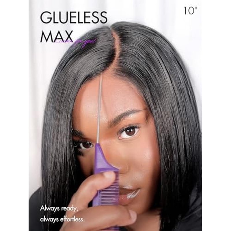 LUVME HAIR Bob Wig 100% Human Hair Wigs Glueless Lace Front 200% Density 10 Inches Bob, Pre Cut Plucked Lace Short Wig Ready To Go Natural Color Straight Bleached Knots Side Part Black Wigs