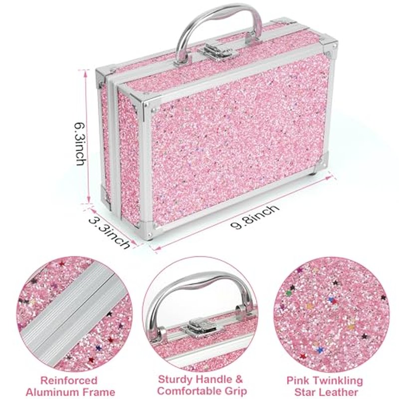 Anpro All-In-One Makeup Kit for Girls 10-12 with Case, Pro Teen Makeup Set, Tween Makeup Kit for Teens Women, Full Make Up Starter Kit with Brushes, Lipstick, Eye Shadow, Palette, Blush, Glitter Gel