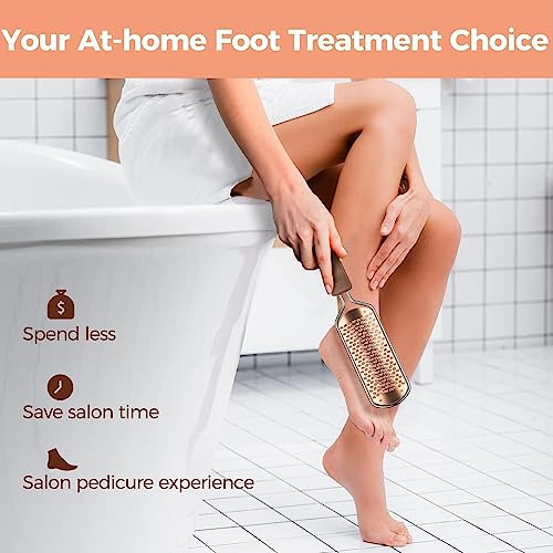 Foot File Foot Scrubber Pedicure - Callus Remover for Feet Easkep Professional Grater Rasp Foot Scraper Corns Callous Removers Cracked Dead Skin Remover for Dry and Wet Feet (Golden)