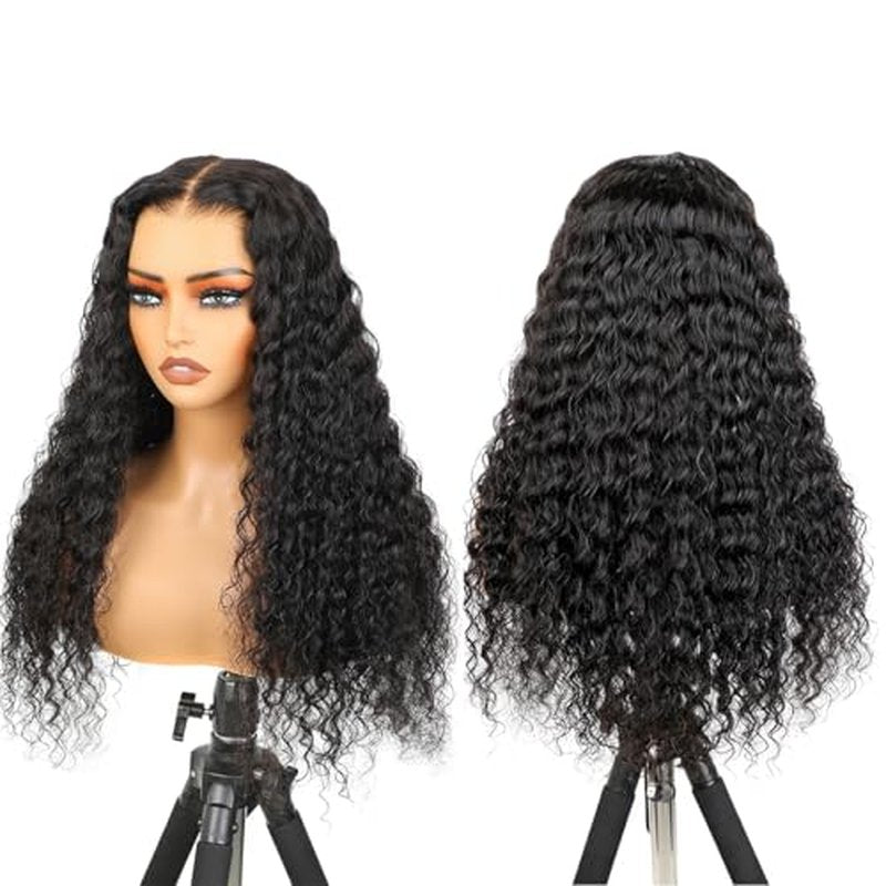 20 Inch Deep Wave Lace Front Glueless Wigs Human Hair Pre Plucked Pre Cut 7x5 HD Lace Closure Wear and Go Glueless Wig Wet and Wavy Lace Frontal Wigs for Women Bye Bye Knots 200% Density