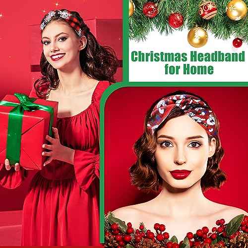 Giegxin 30 Pcs Christmas Headband for Women Dress up Costume Party Elastic Snowman Twist Headband Santa Claus Hairbands Xmas Head Wraps for Women Christmas Hair Accessories