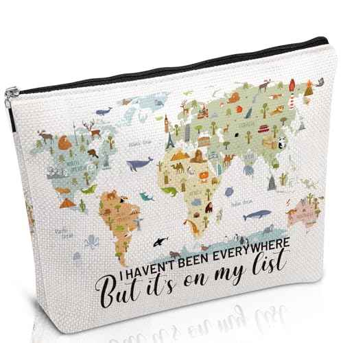 Travel Gifts for Women - Travel Makeup Bag, Traveler Gifts Accessories, Travel Must Have Essentials, I Haven't Been Everywhere But It's on My List Cosmetic Bag for Birthday Christmas Gift