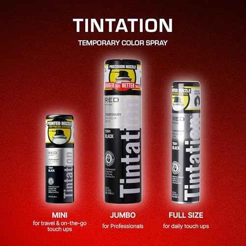 RED by Kiss Tintation Temporary Hair Color Spray, Extra Large Size, Instant Gray Root Cover Up, Water-Resistant, Smudge-Proof, Hairline & Barber Touch-Up, Quick Dry (Black, 11.5 OZ)