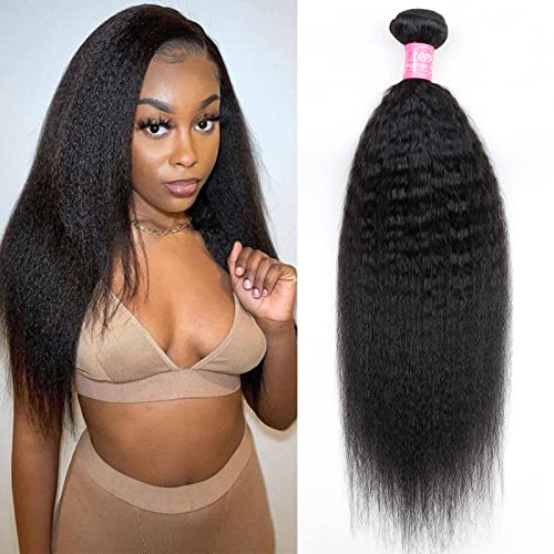 FQ Kinky Straight Bundles Human Hair 24 inch 10A Brazilian Kinky Straight Hair Weave Extensions For Black Women 100g/bundle Natural Color