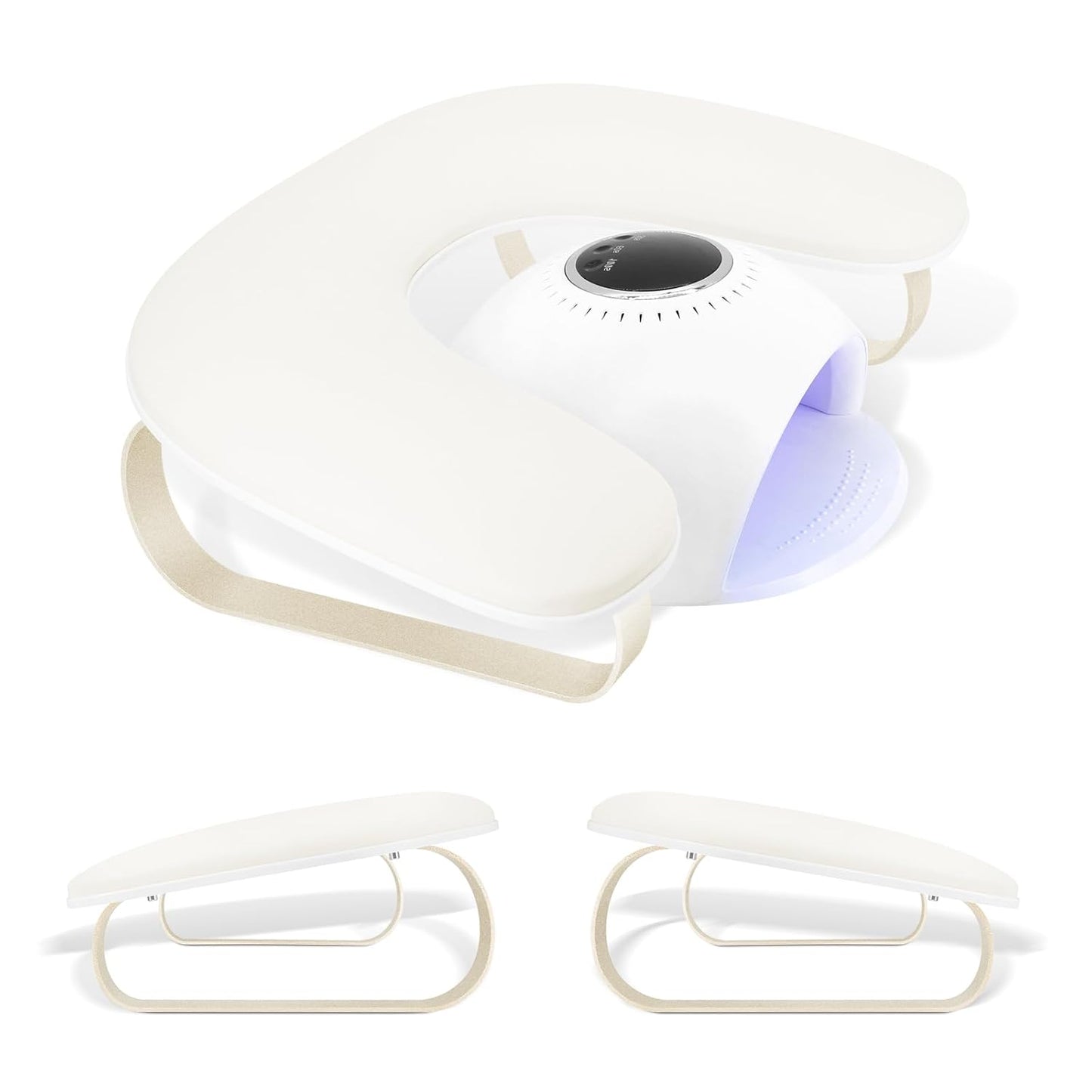 U-Shaped Manicure Arm Rest Stand - Cleanable Leather Nail Hand Rest Pillow for Acrylic Nails | White