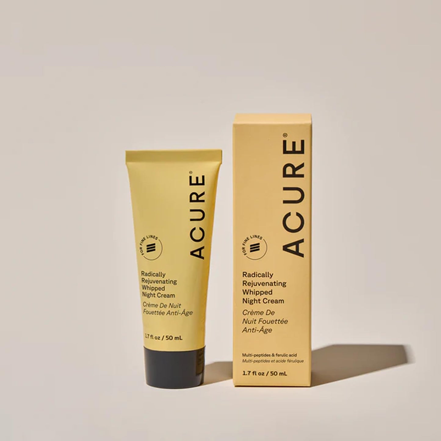 Acure Radically Rejuvenating Whipped Night Cream - Anti Aging Peptide Night Face Cream for Women & Men, Hydrating & Renewing Moisturizer for Fine Lines and Dark Spots with Vitamin C - 1.7 fl oz