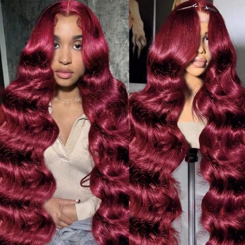 Burgundy Wig Human Hair 22 Inch 13x6 Body Wave Lace Front Wigs Human Hair 99j Burgundy Lace Front Wigs Human Hair for Black Women