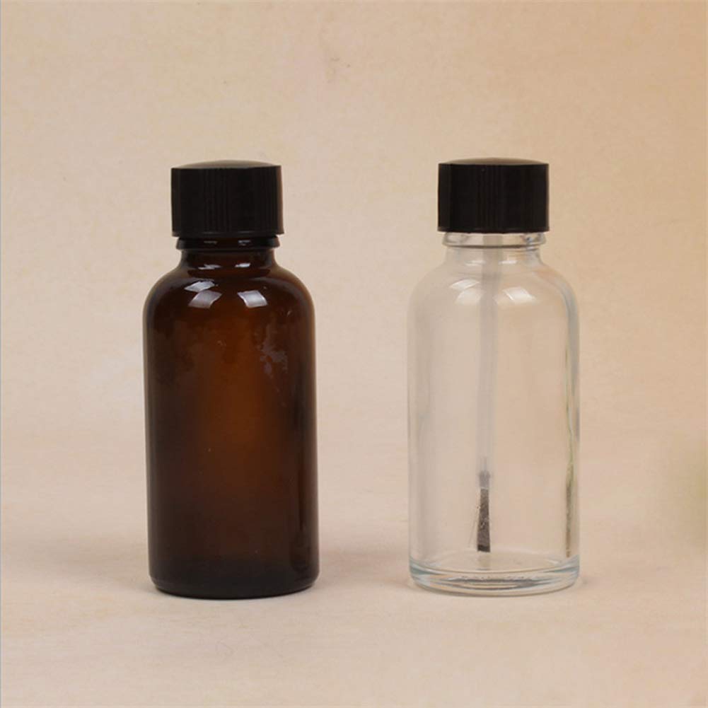 4 Pcs 20ml Empty Refillable Nail Polish Bottles Transparent Glass Nail Varnish Bottles Containers with Brush Cap for Nail Art (20 ml)