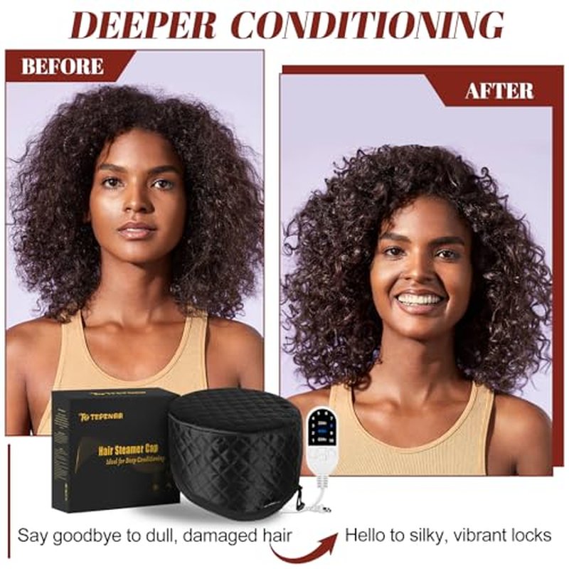 Hair Steamer for Deep Conditioning: Upgraded Heat Cap with 10-Level Fast Heating 3 Time Settings for Natural Hair Portable Thermal Steam Cap for Home Hair Treatment