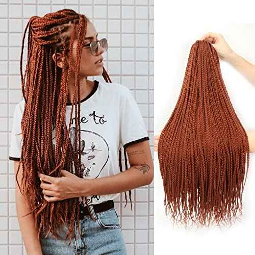 Themis Hair Ginger Crochet Box Braid 24inch 6 Packs Midium Size Premium Synthetic Crochet Braids Waist Length Individually Prelooped Handmade Soft Braids Hair Extension For Girls Women(24inch,350)