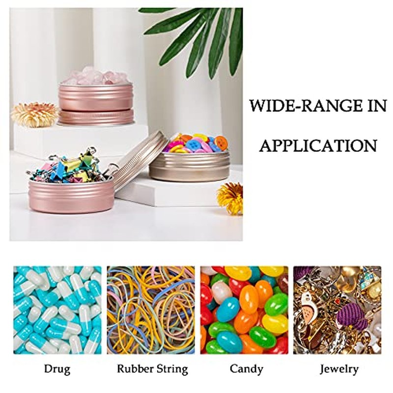 270pcs 0.5 oz / 15ml Bulk Packaging Screw Top Aluminum Tin Jar with Screw Lid and Blank Labels (Rose Gold)