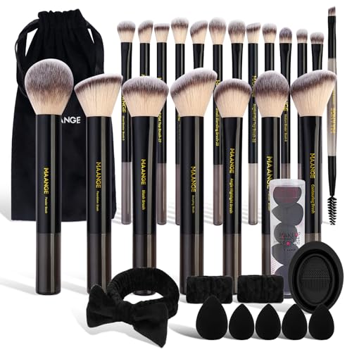 MAANGE Makeup Brushes 30 Pcs Makeup Kit, Multi-functional Makeup Tool Set with 20 Pcs Makeup Brush Foundation Brush Make up Brushes Set with Bag,Black