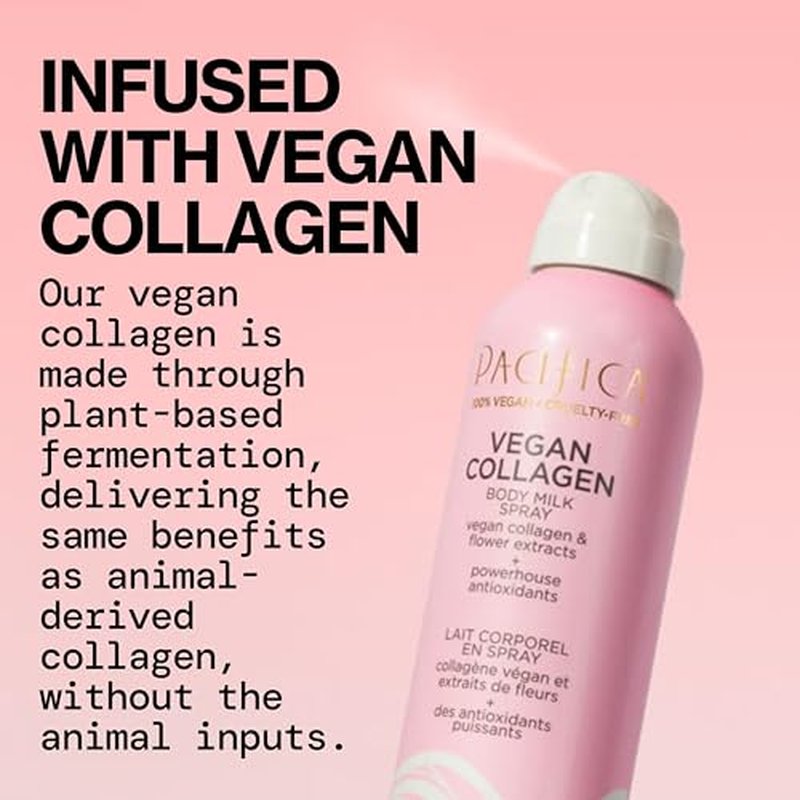 Pacifica Spray Lotion for Body - Vegan Collagen Body Milk Spray ? Hydrating Moisturizer Mist Fast-Absorbing Instantly Hydrates & Softens Skin Jasmine & Vanilla Natural Scent Clean Beauty Non-Aerosol