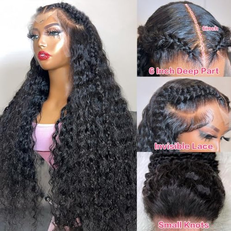 20 Inch Deep Wave Lace Front Wigs Human Hair 200 Density 13x6 Transparent Lace Frontal Wigs Human Hair Pre Plucked Deep Curly Human Hair Wig