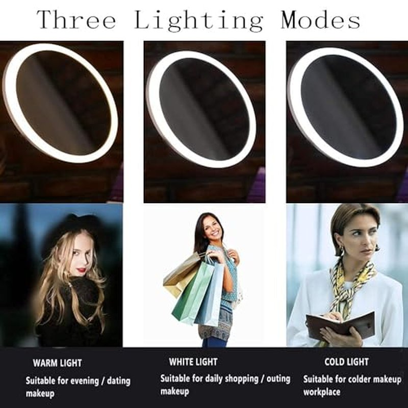 Wall Mount Makeup Mirror 9 Inches with LED Lighted 10x Magnification,has 3 Colors Lights Modes,13" Extension Arm Magnifying Vanity Mirror Electric Plug Powered, Brushed Nickel Finish