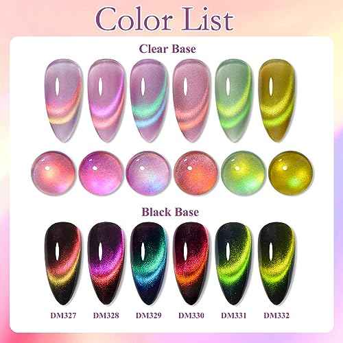 MTSSII Cat Eye Gel Nail Polish Glass Series Magnetic Nail Gel Rainbow Jelly Cateye Pink Purple Translucent UV/LED Nail Polish Nail Art Gifts Set for Women