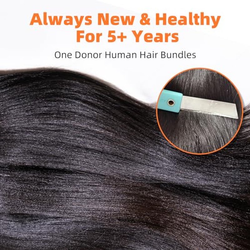 Last 5 Years Raw Light Yaki Straight Relaxed Straight Human Hair Bundles 1 16Inch Bundle Kinky Straight One Donor Virgin Hair Weave For Black Women (16")