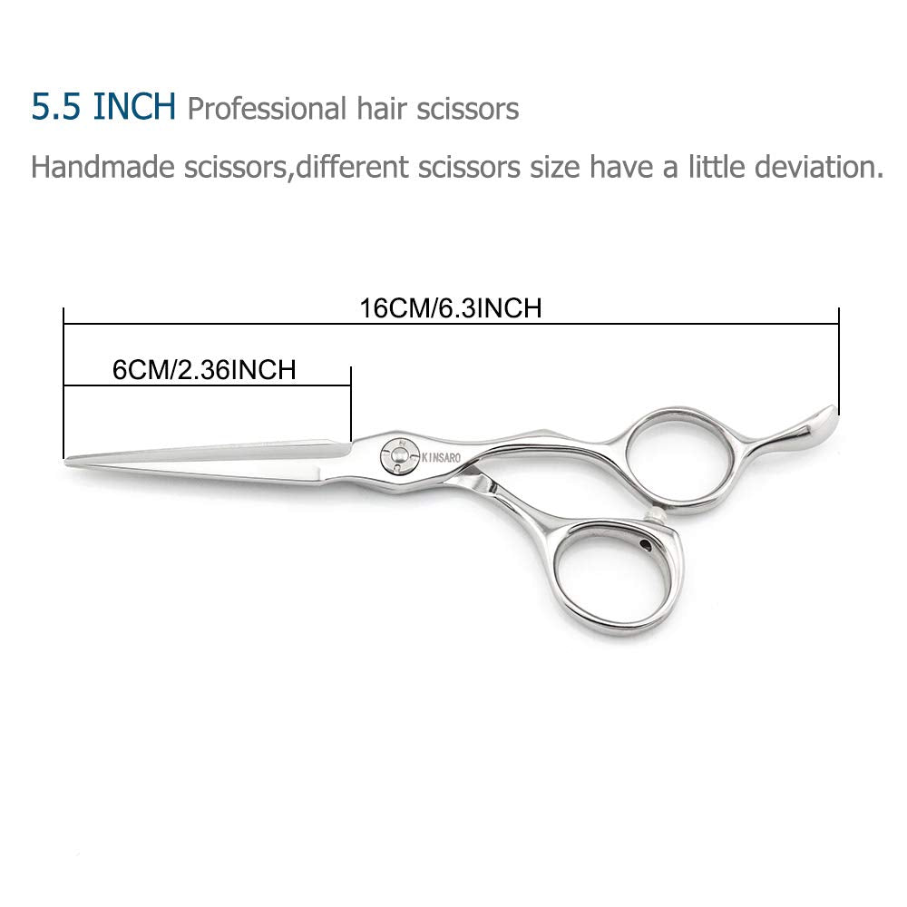 5.5" Professional Hair Scissors to Cut Hair Cutting Haircut Shears 440C Barber Shears Hairdresser Sharp Hair Scissors Bearing Screw KINSARO for Hairdresser Barber or Home Use
