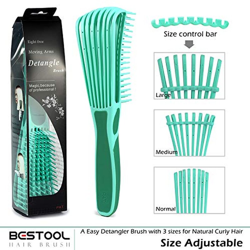 BESTOOL Detangling Brush for Black Natural Hair, Curly Hair Afro 3/4abc Texture - Faster and Easier Detangle Wet or Dry With No Pain (Green)