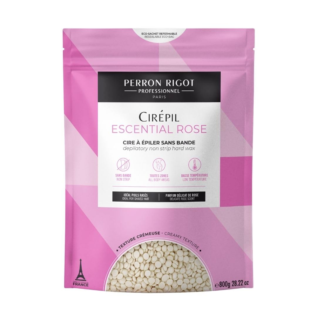 Cirepil Escential Rose Hard Wax Beads - Creamy Rose Scented Wax for Face, Bikini & Body | 800g / 28.22 oz Refill Bag