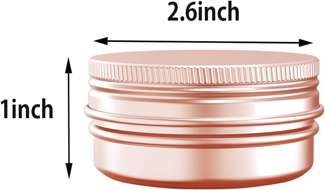 Aluminum Tin Jar - 60mL Refillable Containers for Cosmetics, Lip Balm, Creams | 40 Pack in Rose Gold