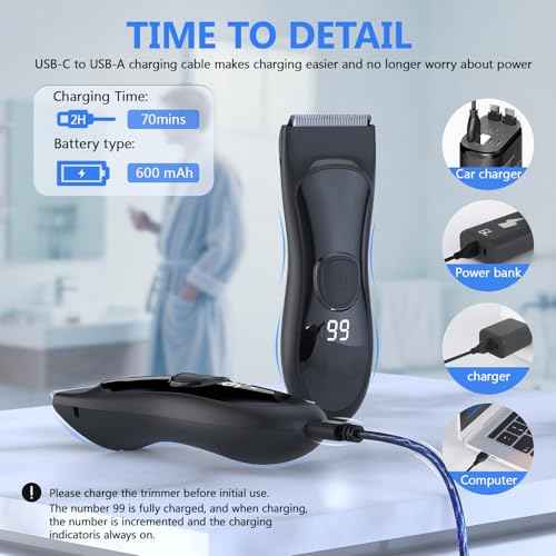 Body Hair Trimmer with Ceramic Blade - Manscaper Electric Razor for Men Women, Electric Shaver for Pubic Hair, Chest, Legs & Bikini, Waterproof & Rechargeable, Led Display