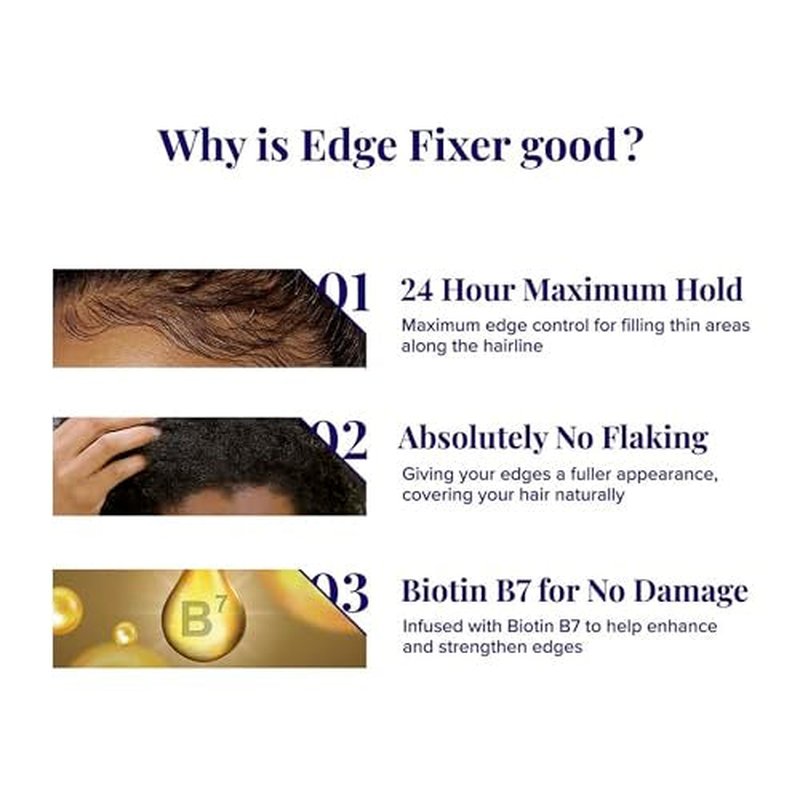 Red by Kiss Edge Fixer 24 Hour Maximum Hold Edge Wax No Flaking Biotin B7 Infused Hair Gel 1.01 fl.oz (Unscented)