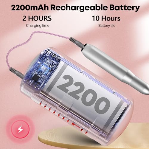 Electric Nail Drill Portable Nail Drill Professional 30000 RPM 13 Salon Quality Drill bits 50 Sanding Bands Portable & Low Noise for Acrylic Nails Gel Polishing Removing Bits Kit for Home Use