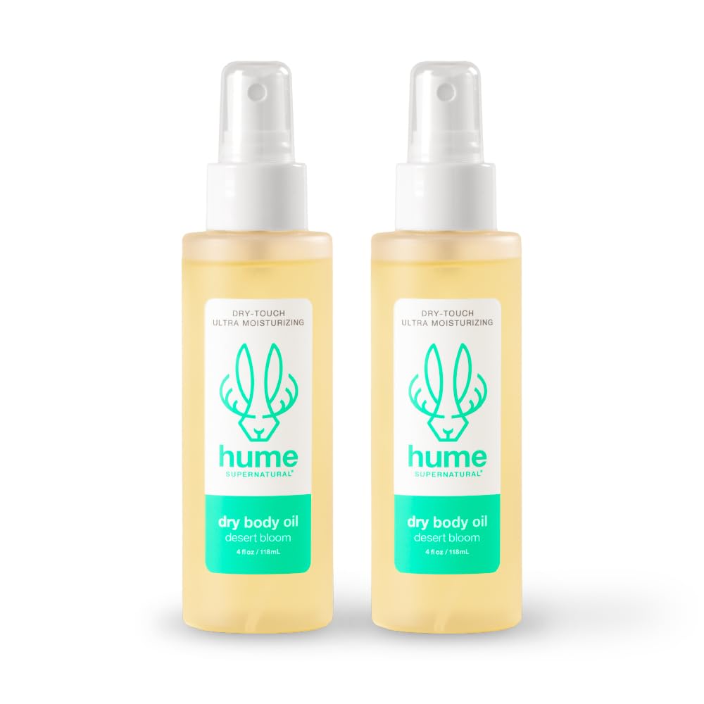 HUME SUPERNATURAL Dry Body Oil Spray - Moisturizing Hydration for Dry Skin | Nourishing Glow, Desert Bloom, 2-Pack