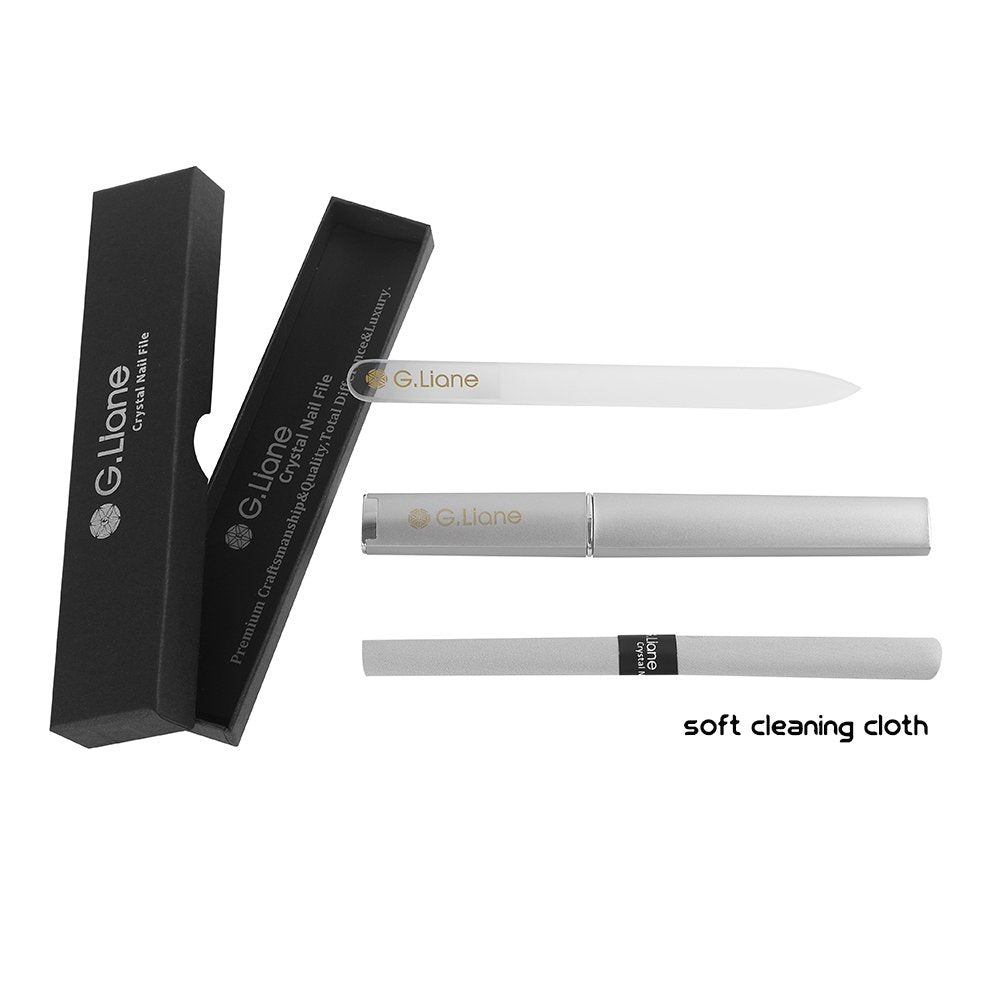 Crystal Glass Nail Files-G.Liane Double Sided Etched Glass Nail File with Case