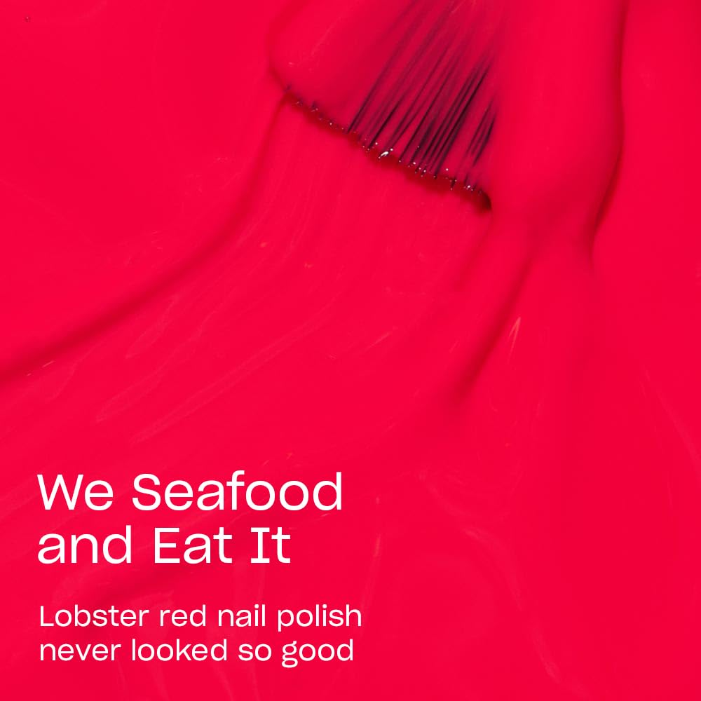 OPI Nail Lacquer We Seafood and Eat It | Opaque Bright Red Crème Chip Resistant Nail Polish | Lisbon Collection
