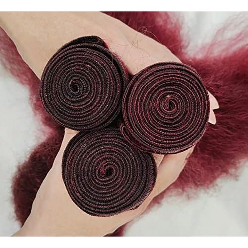 99j Brazilian Yaki Straight Human Hair 4 Bundles Yaki Human Hair Bundles 100% Virgin Kinky Straight Virgin Hair Extensions Women Girl Black Red(12 14 16)