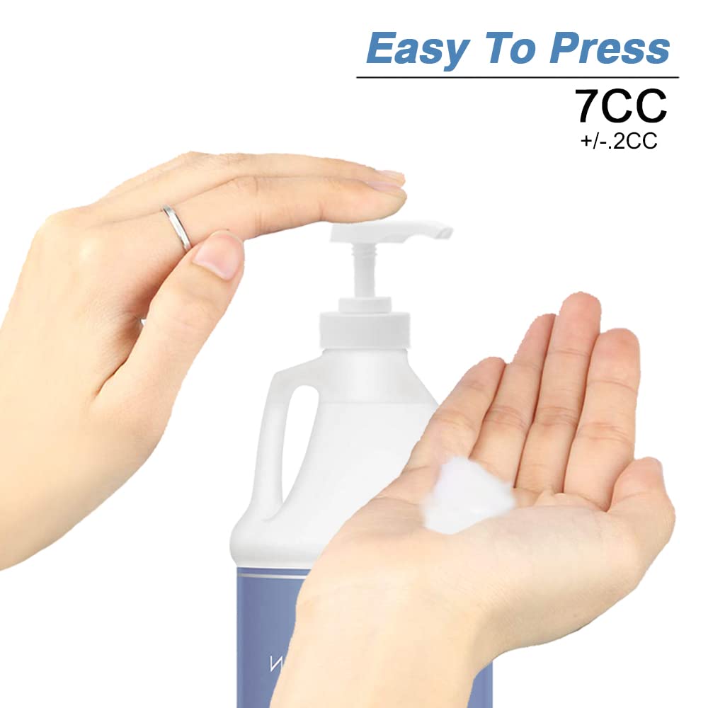AMORIX 12PCS Gallon Jug Pump Dispenser Replacement White Lotion Dispensing Pump Top 38/400 Fits 1 Gallon Jugs for 64oz 128oz Containers Hand Sanitizer Shampoo Bottles, Plus Funnel